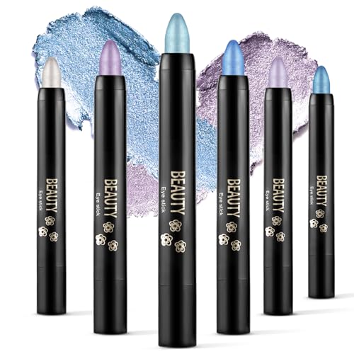 Boobeen 6PCS Lidschatten Creme Stick Wasserdicht Lidschatten Bleistift Crayon Eye Brightener Stick Schimmer Lidschatten Stift Erstellen Glitter Augen Make-up, einfach zu bedienen von Boobeen