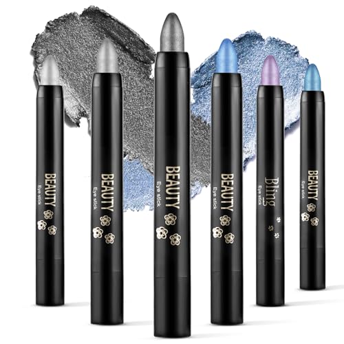 Boobeen 6PCS Lidschatten Creme Stick Wasserdicht Lidschatten Bleistift Crayon Eye Brightener Stick Schimmer Lidschatten Stift Erstellen Glitter Augen Make-up, einfach zu bedienen von Boobeen