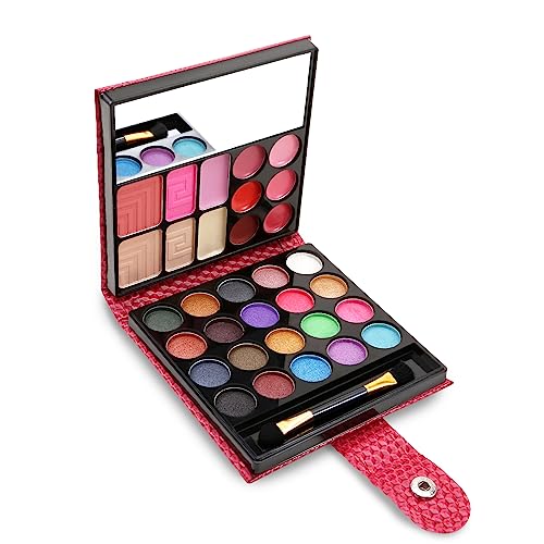 Boobeen All in 1 Makeup Palette Kit - Bunte Lidschattenpalette, Lipgloss, Rouge und Konturpuder zum Definieren der Gesichtsform, mit Spiegel & Pinsel, Make Up Geschenk für Frauen von Boobeen