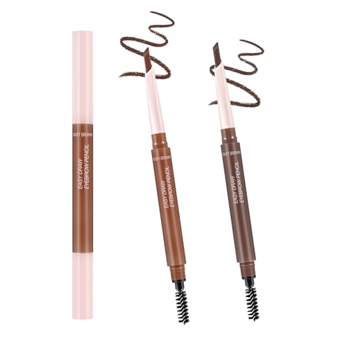 Boobeen Augenbrauenstift mit zwei Enden, 2 in 1 mit Spiralbürste und abgewinkelter Spitze, Präzisions-Microblading-Stift, wasserfest und lang anhaltend, für natürliche 3D-Brauen von Boobeen