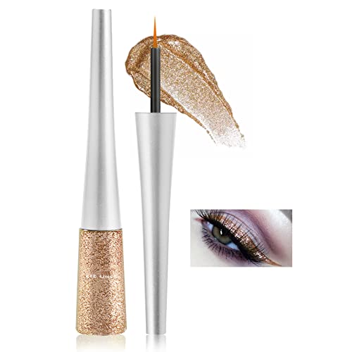 Boobeen Bunter Glitzer Eyeliner Flüssiger Schimmer Eyeliner Wasserfester Metallischer Eyeliner Wischfest Geeignet für Frauen, 1 St. (01#) von Boobeen