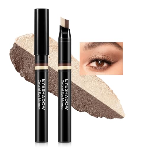 Boobeen Doppel Farben Lidschatten Stick Glitter Lidschatten Stift Wasserdicht Schimmer Lidschatten Highlighter Bleistift Creme Schatten Stick Langanhaltendes Augen Makeup von Boobeen