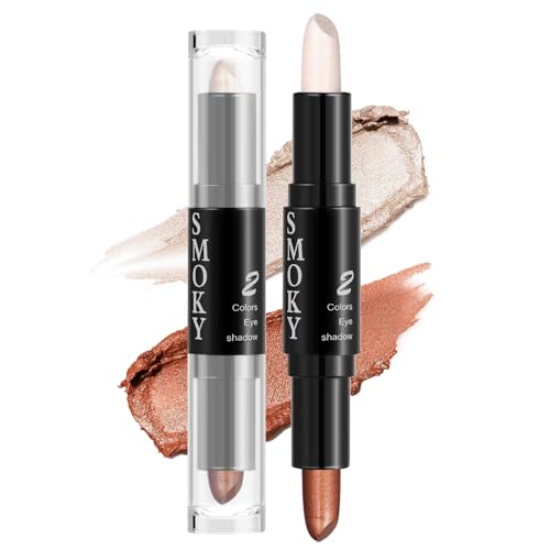 Boobeen Dual-End Creme Lidschatten Stick, Schimmer Glitter Lidschatten Stift Make-up, Lang anhaltende wasserdicht Eye Highlighter Stift für Frauen von Boobeen