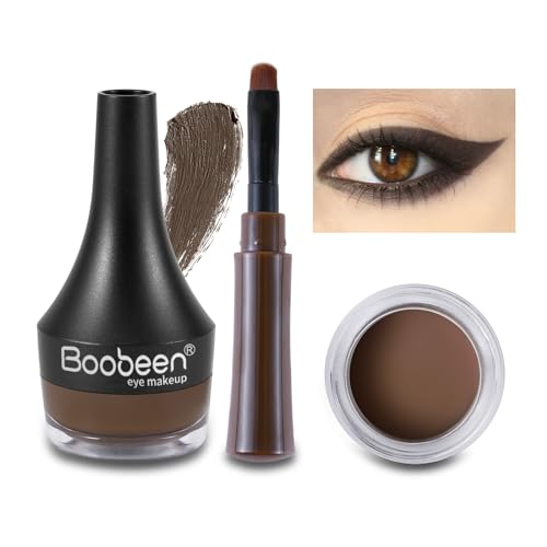 Boobeen Eyeliner Gel Eyeliner Wischfester Eyeliner Gel Make-up Hochpigmentiertes Augen-Make-up-Set Langanhaltend für den ganzen Tag Einfach aufzutragen (Dunkelbraun) von Boobeen