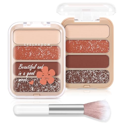 Boobeen Eyeshadow Palette 4 Pigmentierte Nude Matte Shimmer Eye Shadow Powder Palette Erstellen Sie ein neutrales Augen-Makeup, Natural Long Lasting Blendable von Boobeen