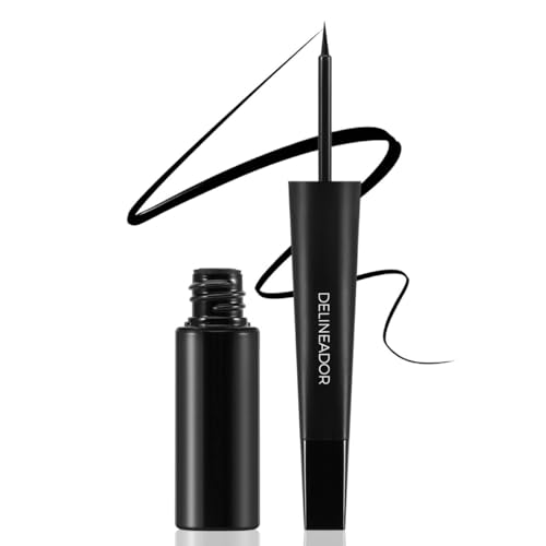 Boobeen Flüssiger Eyeliner-Stift, den ganzen Tag wischfestes flüssiges Eyeliner-Makeup, schnell trocknender schwarzer Eyeliner-Stift für Frauen, mit ultrafeinem Pinsel von Boobeen