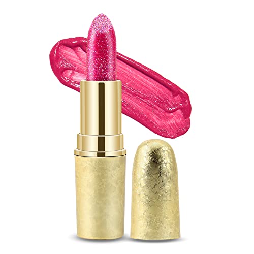 Boobeen Glitter Lippenstift Hydrating Lip Balm Sparkling Shine Lip Color Nonstick Hochpigmentierte Formel Gibt Metallic Finish Lip Make-up für Frauen und Mädchen von Boobeen