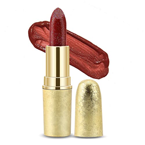 Boobeen Glitter Lippenstift Hydrating Lip Balm Sparkling Shine Lip Color Nonstick Hochpigmentierte Formel Gibt Metallic Finish Lip Make-up für Frauen und Mädchen von Boobeen