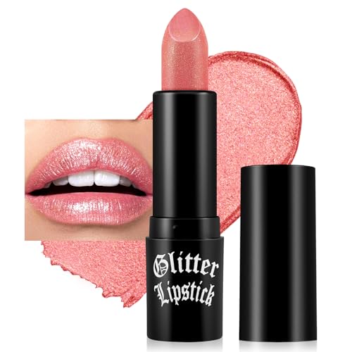 Boobeen Glitzer Glanz Lippenstift für Frauen mit Metallic, Matte Schimmer Lippenbalsam Glitzernde Lippenfarbe Langanhaltend Hochpigmentiert Gibt Metallic Finish Lippen Makeup, Antihaft-Schale von Boobeen