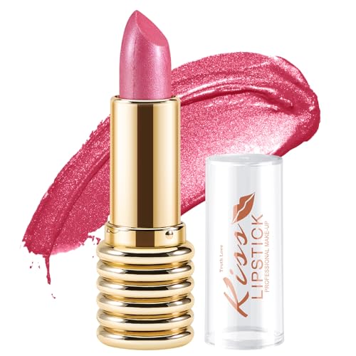 Boobeen Glitzer Lippenstift für Frauen Metallic Lip Stick Sparkling Shine Lip Makeup, Bold Smooth Lip Color High Pigment Langlebig, Creamy Lipstick Full Coverage von Boobeen