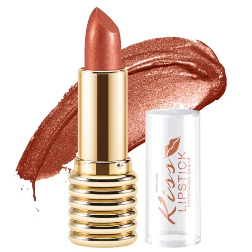 Boobeen Glitzer Lippenstift für Frauen Metallic Lip Stick Sparkling Shine Lip Makeup, Bold Smooth Lip Color High Pigment Langlebig, Creamy Lipstick Full Coverage von Boobeen