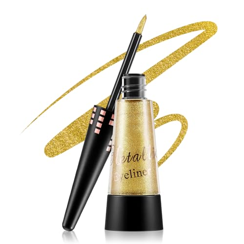 Boobeen Glitzer flüssiger Eyeliner bunt, schimmernder Eyeliner langanhaltendes metallisches Eyeliner-Makeup, wasserfester Eyeliner-Stift mit Präzisionspinselspitze, lässt sich leicht auftragen von Boobeen