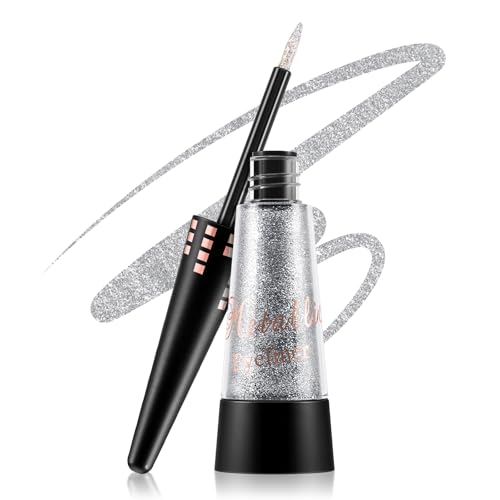 Boobeen Glitzer flüssiger Eyeliner bunt, schimmernder Eyeliner langanhaltendes metallisches Eyeliner-Makeup, wasserfester Eyeliner-Stift mit Präzisionspinselspitze, lässt sich leicht auftragen von Boobeen