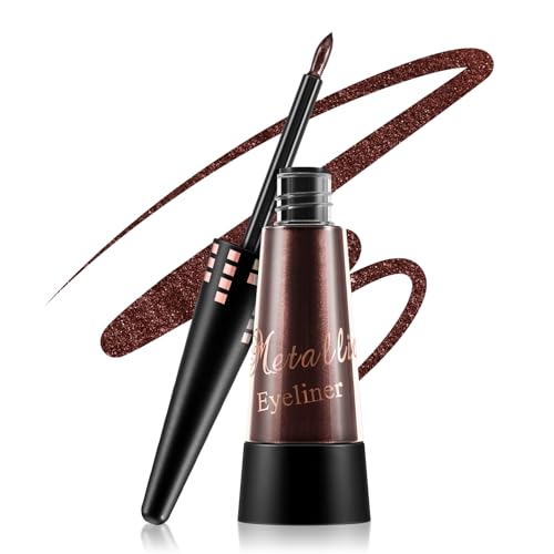 Boobeen Glitzer flüssiger Eyeliner bunt, schimmernder Eyeliner langanhaltendes metallisches Eyeliner-Makeup, wasserfester Eyeliner-Stift mit Präzisionspinselspitze, lässt sich leicht auftragen von Boobeen