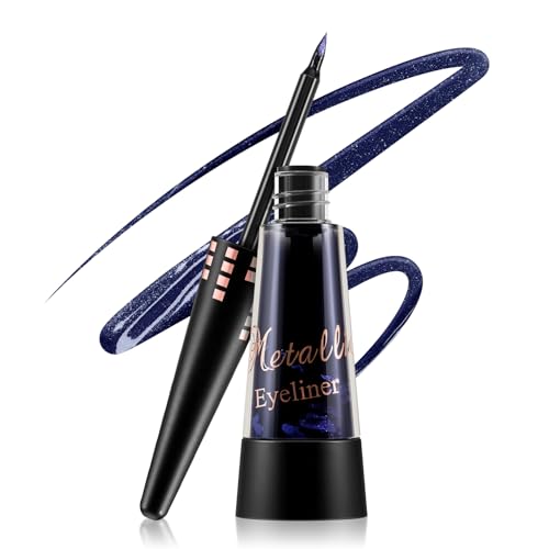 Boobeen Glitzer flüssiger Eyeliner bunt, schimmernder Eyeliner langanhaltendes metallisches Eyeliner-Makeup, wasserfester Eyeliner-Stift mit Präzisionspinselspitze, lässt sich leicht auftragen von Boobeen