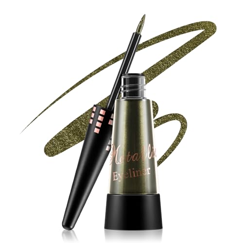 Boobeen Glitzer flüssiger Eyeliner bunt, schimmernder Eyeliner langanhaltendes metallisches Eyeliner-Makeup, wasserfester Eyeliner-Stift mit Präzisionspinselspitze, lässt sich leicht auftragen von Boobeen