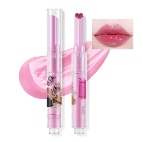 Boobeen Hydrating Lipstick, leichter, hochglänzender, getönter Lipgloss, lang anhaltender, feuchtigkeitsspendender Lippenstift in Herzform, Lip Glow Balm, glänzendes, aufpolsterndes Lippen-Makeup von Boobeen