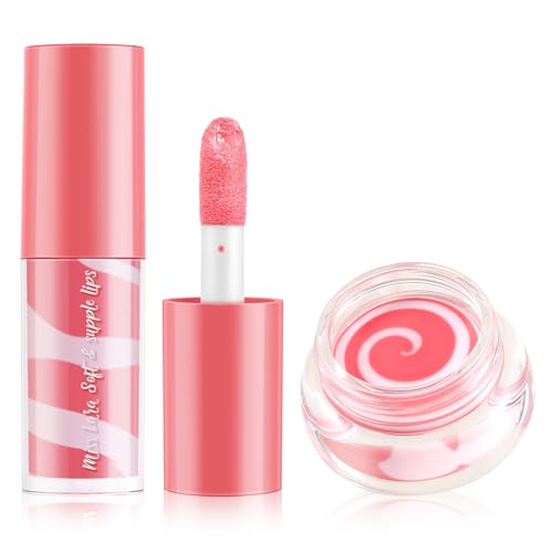 Boobeen Hydrating Plumping Lip Gloss Lip Oil and Lip Care Cream Set, getönter Lippenbalsam Lip Glow Oil Feuchtigkeitsspendend für trockene, rissige Lippen von Boobeen