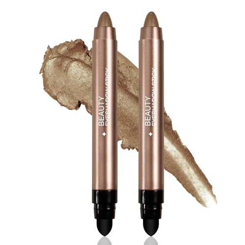Boobeen Lidschatten-Stift-Set, Schimmernder Lidschatten-Stift, Cremiger Highlighter, Wasserfester Eyeshadow-Bleistift, 2 Stück von Boobeen