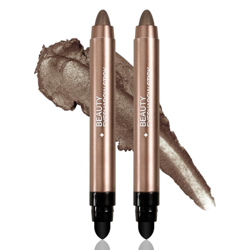 Boobeen Lidschatten-Stift-Set, Schimmernder Lidschatten-Stift, Cremiger Highlighter, Wasserfester Eyeshadow-Bleistift, 2 Stück von Boobeen