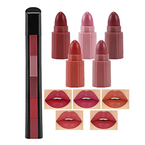 Boobeen Lippenstift Set 5 Farben Matte Lippenstift Makeup Set Waterproof Long Moisturizer Lipstick Lip Gloss Geschenke für Mädchen und Frauen von Boobeen