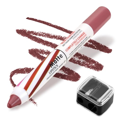 Boobeen Matt Lippenstift Bleistift Lip Crayon Stick Makeup, nicht verschmieren Matte Full Coverage Lip Color Smooth Creamy Lip Pen für Frauen, Lip Liner Set mit Sharpner von Boobeen