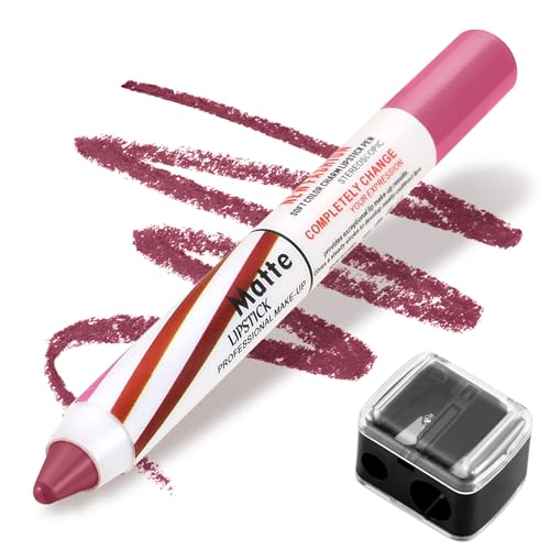 Boobeen Matt Lippenstift Bleistift Lip Crayon Stick Makeup, nicht verschmieren Matte Full Coverage Lip Color Smooth Creamy Lip Pen für Frauen, Lip Liner Set mit Sharpner von Boobeen