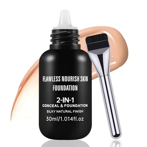 Boobeen Matte Flüssigfoundation für Frauen, langanhaltende Foundation mit voller Deckkraft, natürliches Finish für das Gesicht mit Makeup-Pinsel Boobeen Matte Flüssigfoundation für Frauen, langanhaltende Foundation mit voller Deckkraft, natürliches Finish für das Gesicht mit Makeup-Pinsel von Boobeen