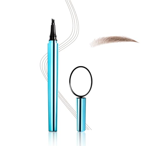 Boobeen Microblading Augenbrauenstift mit Spiegel, wasserfester flüssiger Brauenstift, 4-Gabel-Spitze für natürlich haarähnliche Brauen, langanhaltendes Makeup-Set von Boobeen