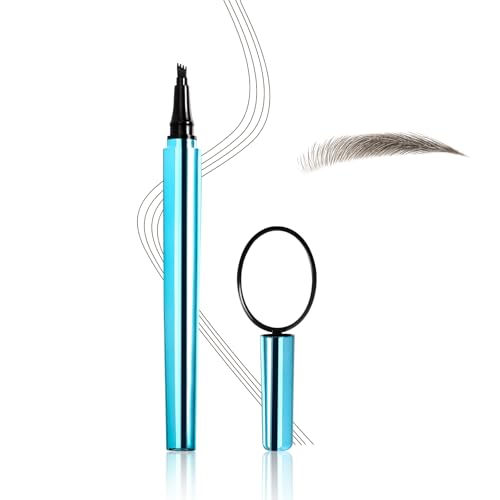 Boobeen Microblading Augenbrauenstift mit Spiegel, wasserfester flüssiger Brauenstift, 4-Gabel-Spitze für natürlich haarähnliche Brauen, langanhaltendes Makeup-Set von Boobeen