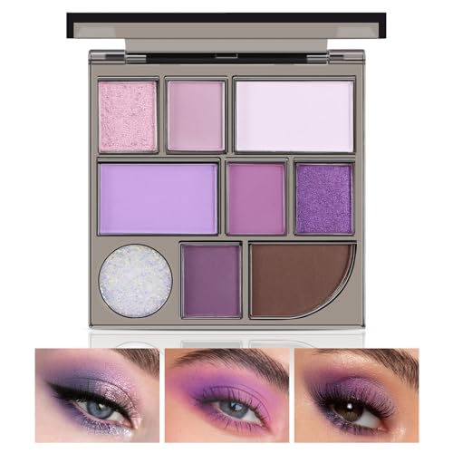 Boobeen lila rauchigen Lidschatten Palette, 9 Farben Lidschatten Pulver für Frauen, Matte Glitter Lidschatten Make-up mit lang anhaltende Farbe von Boobeen