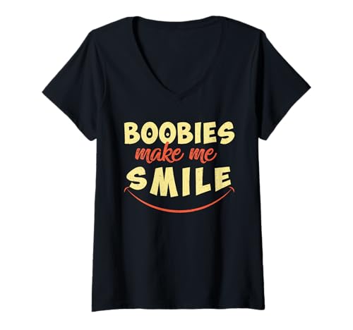 Damen Brüste bringen Mich zum Lächeln | Party Humor für Erwachsene Lustig T-Shirt mit V-Ausschnitt Damen Brüste bringen Mich zum Lächeln | Party Humor für Erwachsene Lustig T-Shirt mit V-Ausschnitt von Boobies Make Me Smiles Apparel