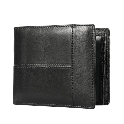 BooeDareno Geldbörse aus echtem Leder mit Münzgeldbörse RFID Geldbörse für Herren Kartenhalter Geldtaschen, Schwarz , Einheitsgröße von BooeDareno