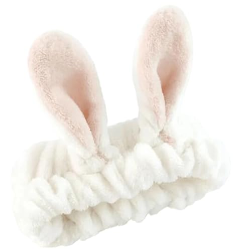 Einfarbiges Stereo-Hasenohr-Haarband, Haar-Accessoires, rutschfeste Gesichtsmaske, Kopfbedeckung, Haarreif, Kopfbedeckung, Weiß von BooeDareno