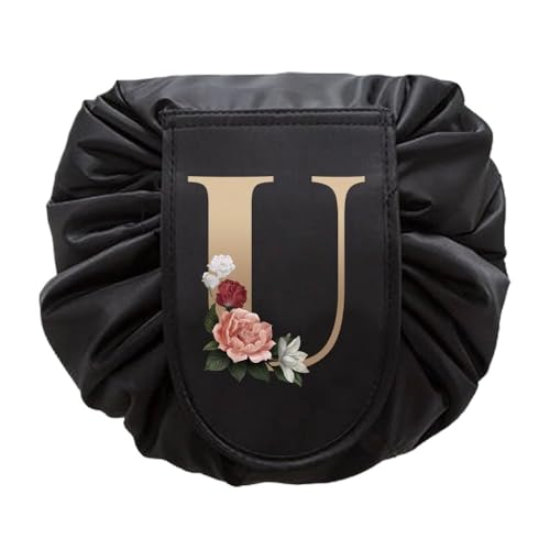 Frauen Kordelzug Kosmetiktasche Veranstalter Reise Kulturbeutel Lagerung Schulter Tasche Make-up Beutel Große Kapazität Schönheit Fall Gold Serie, 9 gold u, Jeden rozmiar von BooeDareno