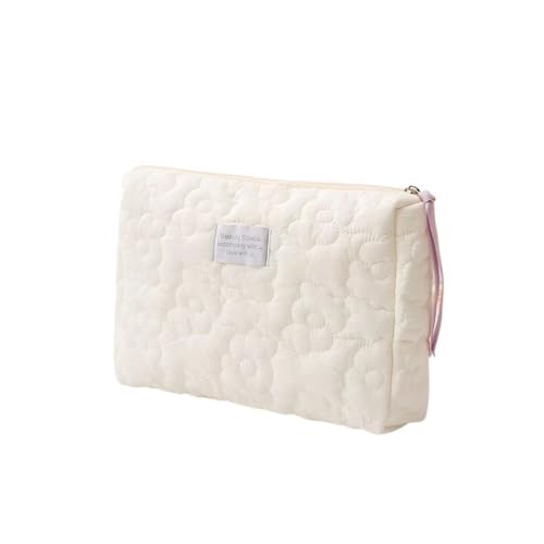 Make-up-Tasche für Damen, mit Blumenmuster, gesteppt, Baumwolle, weich, mit Reißverschluss, große Reise-Waschtasche, 5, Einheitsgröße von BooeDareno