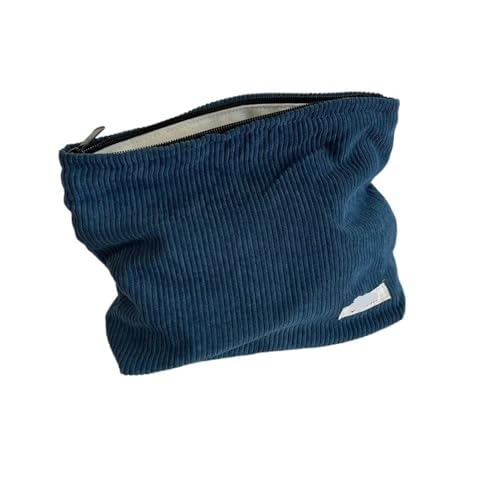 Reise-Kosmetiktasche aus Kord, tragbare Make-up-Aufbewahrungstasche, Geldbörsen, Damen, großes Fassungsvermögen, Reißverschluss, Make-Up-Organizer, Aufbewahrung, Clutch, blau, *1 von BooeDareno