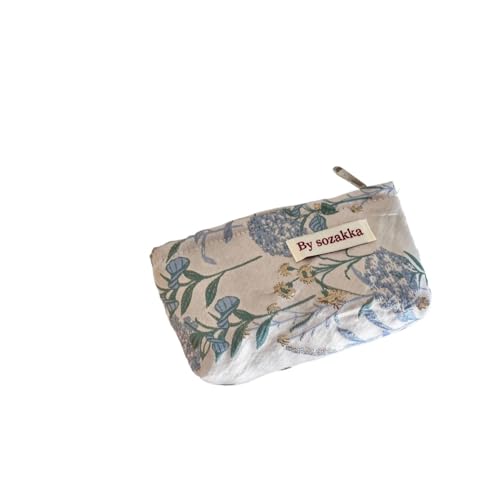 Retro Blumen Relief Make-up Kosmetiktasche Organizer Beutel Reise Make Up Kupplung Kulturbeutel Leinwand Schönheit Federmäppchen, 1, One size von BooeDareno