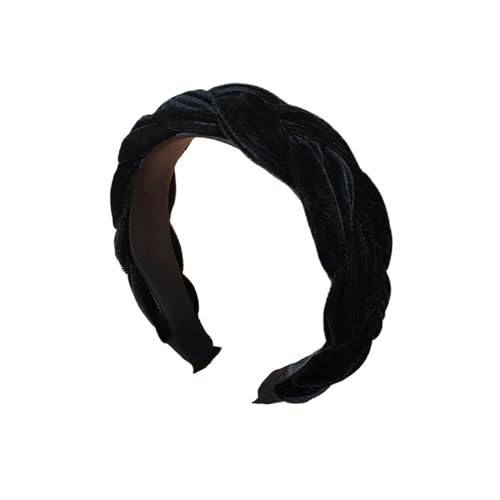 Samt-Haarband, schlicht, breit, modische Haarnadel, gedrehtes geflochtenes Haarband (schwarz) von BooeDareno