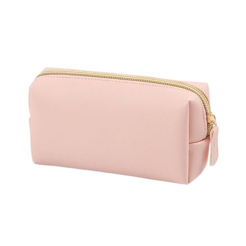 Wasserdichte Kosmetiktasche für Damen, PU-Leder, einfarbig, Make-up-Tasche, Reisen, tragbar, Kulturbeutel, Aufbewahrungstasche, Organizer, rose, L von BooeDareno