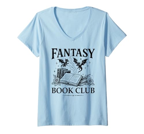 Damen Book Dragon Fantasy Era Reader Book Club Bookish Books Lover T-Shirt mit V-Ausschnitt von Book Dragon Shirt,Bookish In My Fantasy Era TShirt
