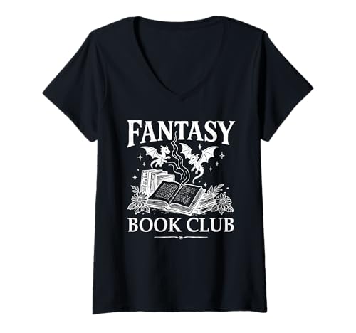 Damen Book Dragon Fantasy Era Reader Book Club Bookish Book Lover T-Shirt mit V-Ausschnitt von Book Dragon TShirt,Bookish In My Fantasy Era Shirt