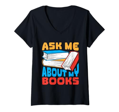 Damen Fragen Sie Mich nach dem Design meiner Bücher T-Shirt mit V-Ausschnitt Damen Fragen Sie Mich nach dem Design meiner Bücher T-Shirt mit V-Ausschnitt von Book Lover Designs