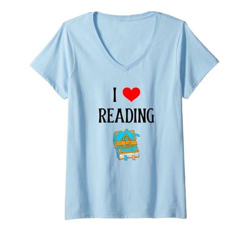 Damen Ich Liebe es zu lesen Ich Liebe es zu lesen, Bibliothekar, Bücherwurm, Buchliebhaber T-Shirt mit V-Ausschnitt Damen Ich Liebe es zu lesen Ich Liebe es zu lesen, Bibliothekar, Bücherwurm, Buchliebhaber T-Shirt mit V-Ausschnitt von Book Lover I Love Reading Literature Teacher Co