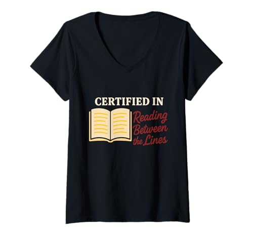 Damen Zertifizierter Bücherwurm, offizieller Leser von Reading Life Bibliophile Reader T-Shirt mit V-Ausschnitt von Book Lover Librarian Gift Bibliophile Reader Pride