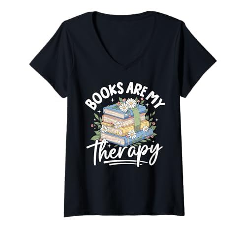 Damen Bücher sind Meine Therapie T-Shirt mit V-Ausschnitt Damen Bücher sind Meine Therapie T-Shirt mit V-Ausschnitt von Book Lover Phiz