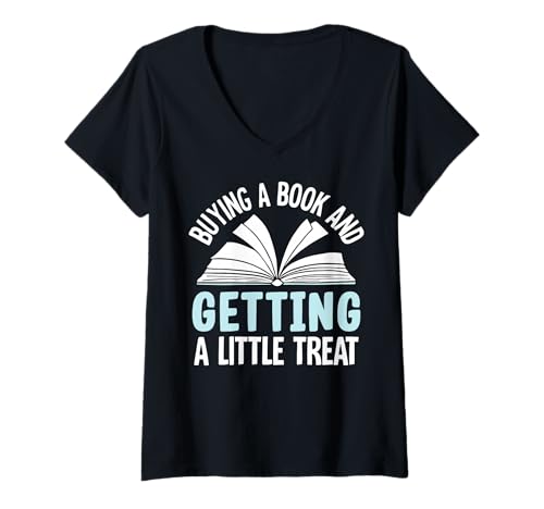 Damen EIN Buch kaufen und eine kleine Belohnung bekommen T-Shirt mit V-Ausschnitt Damen EIN Buch kaufen und eine kleine Belohnung bekommen T-Shirt mit V-Ausschnitt von Book Lover Phiz