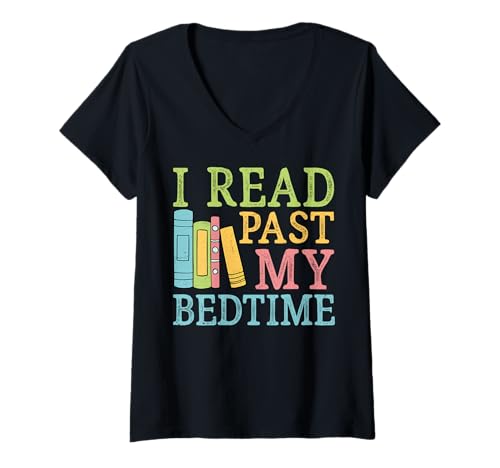 Damen Ich lese nach meiner Schlafenszeit T-Shirt mit V-Ausschnitt Damen Ich lese nach meiner Schlafenszeit T-Shirt mit V-Ausschnitt von Book Lover Phiz