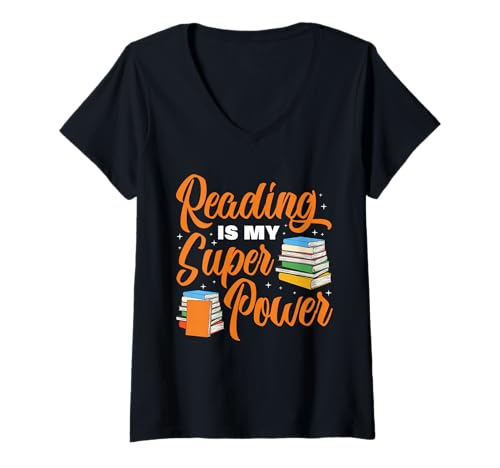 Damen Lesen ist Mein Superpower-Design T-Shirt mit V-Ausschnitt Damen Lesen ist Mein Superpower-Design T-Shirt mit V-Ausschnitt von Book Lover's Haven