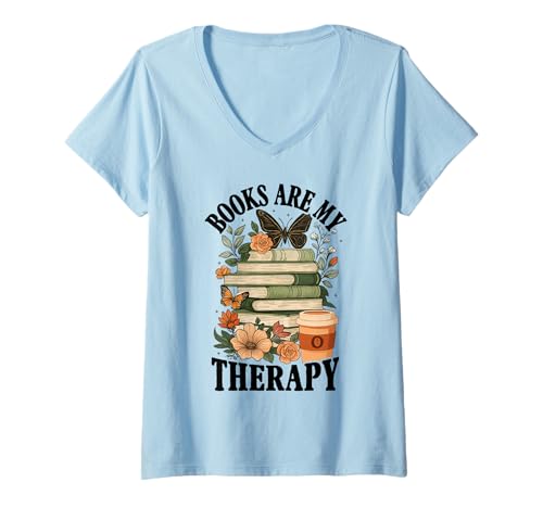Damen Bücher sind Meine Therapie T-Shirt mit V-Ausschnitt Damen Bücher sind Meine Therapie T-Shirt mit V-Ausschnitt von Book Lover